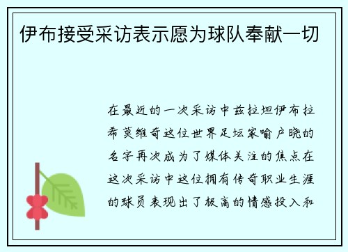 伊布接受采访表示愿为球队奉献一切